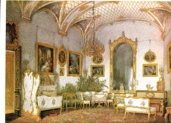 Interieurs van het Winterpaleis. De witte salon in de noordwestelijke Risolite (Alexandra Fedorovna suite)